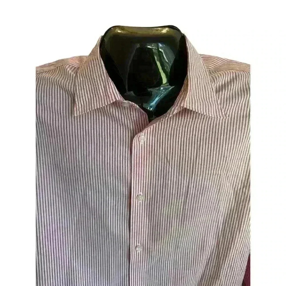 Charles Tyrwhitt Weekend Dress Shirt Men 2XL Pink Stripe Button Down Classic EUC - Picture 3 of 12